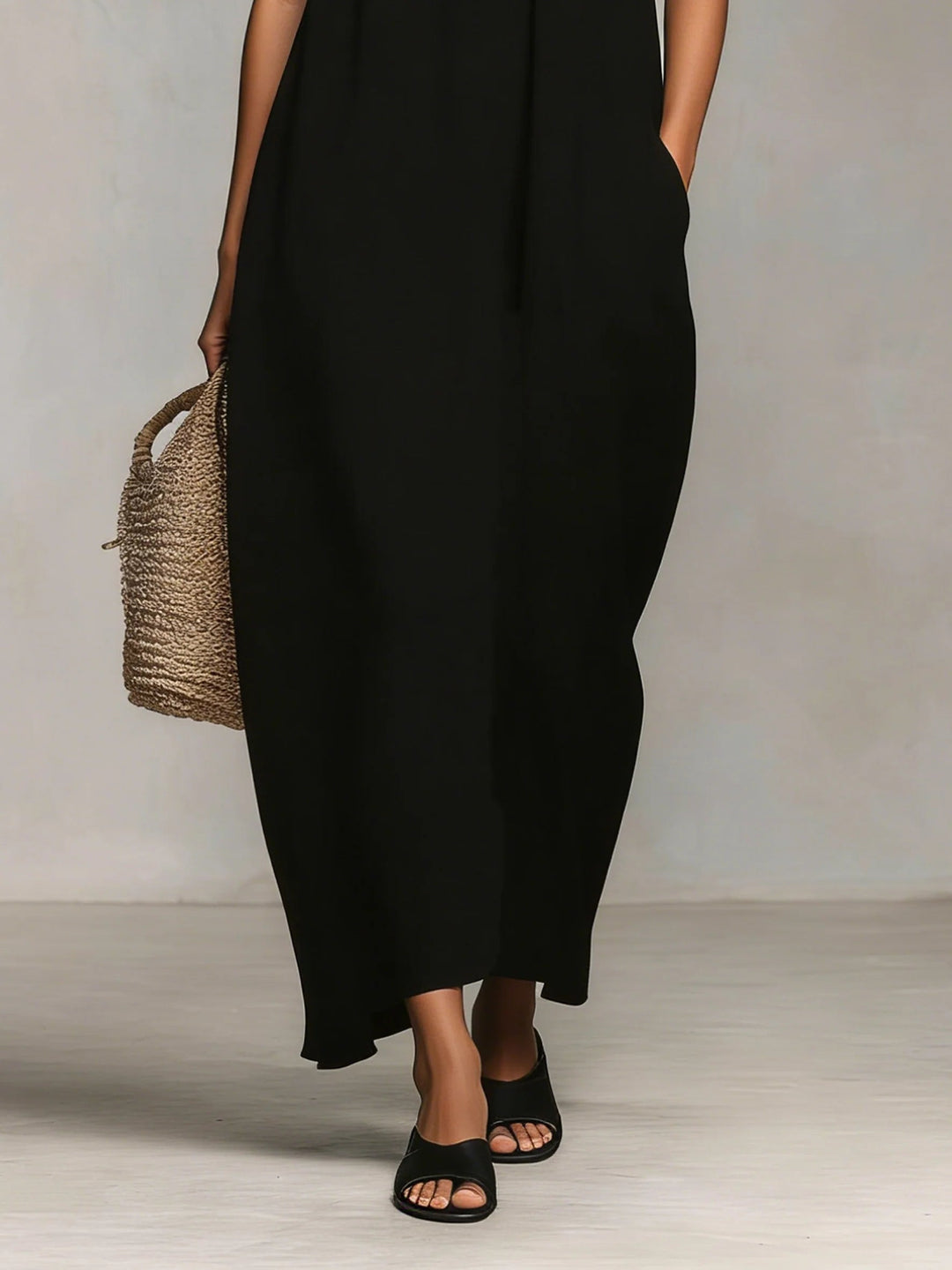 Mirelle™ | Kleurblok Maxi Jurk met Spaghettibandjes