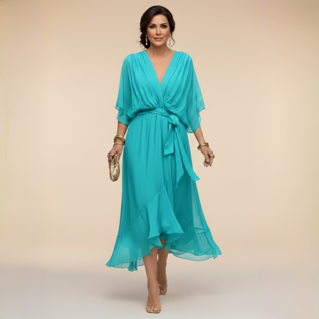 Monica | Chiffon jurk met V-hals