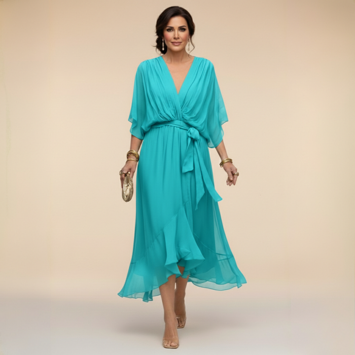 Monica | Chiffon jurk met V-hals
