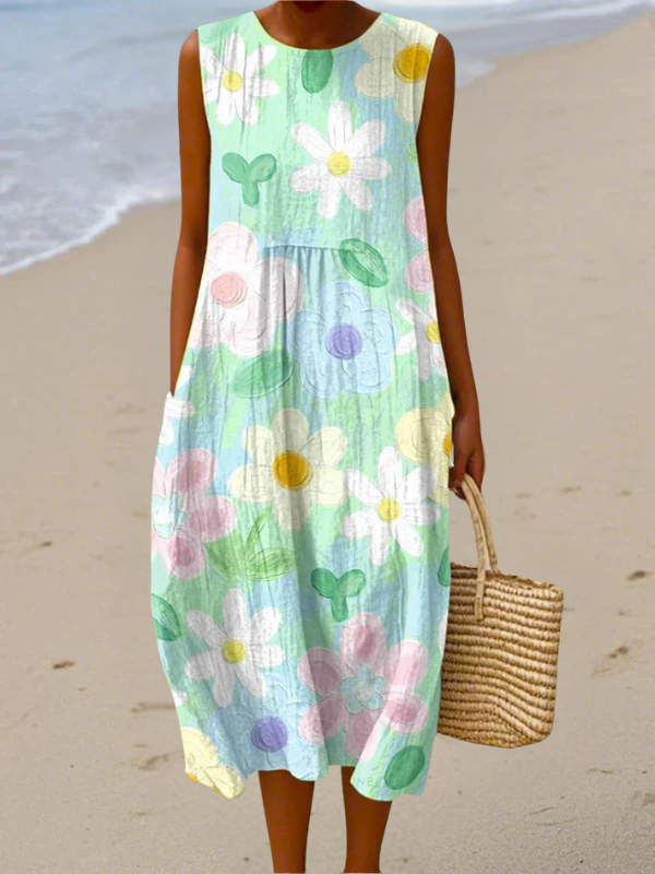 Erin | Pastel Bloesem Midi Jurk