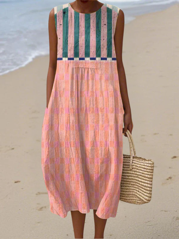 Lily | Gestreepte Pastel Midi Jurk