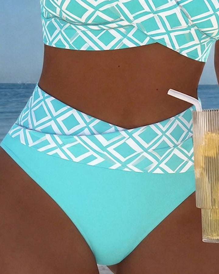 Twee-delige Bikini Met Bh-Snit En Diamantpatroon