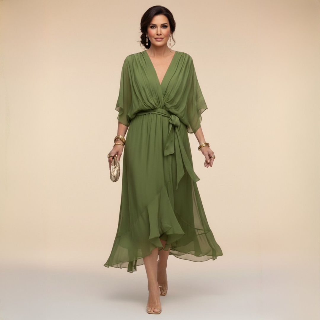 Monica | Chiffon jurk met V-hals
