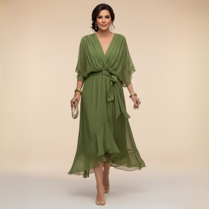 Monica | Chiffon jurk met V-hals