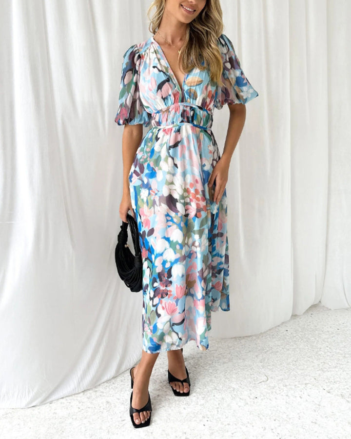 Celine | Vrouwelijke Jurk met Bloemenmotief