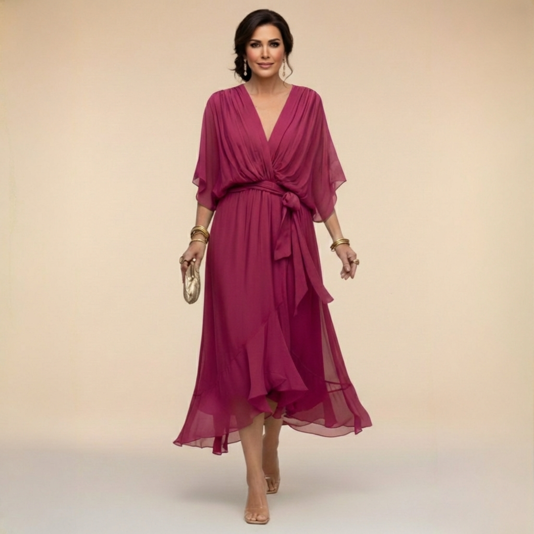 Monica | Chiffon jurk met V-hals