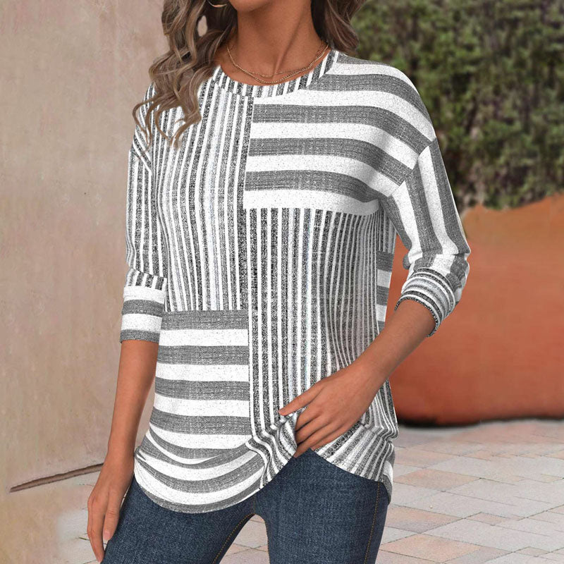 Sophie – Gestreepte Blouse met Modieuze Twist
