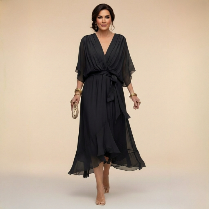 Monica | Chiffon jurk met V-hals