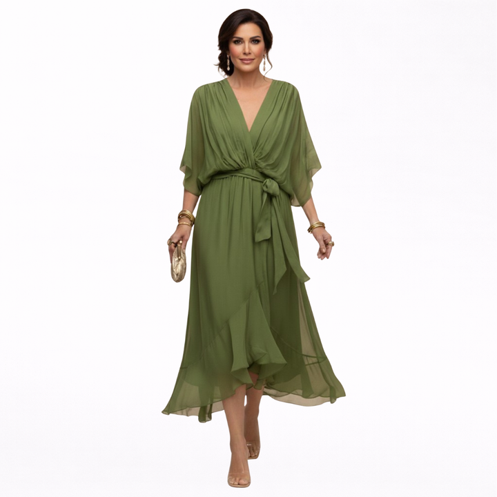 Monica | Chiffon jurk met V-hals