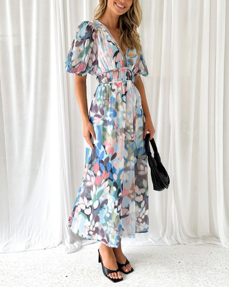 Celine | Vrouwelijke Jurk met Bloemenmotief