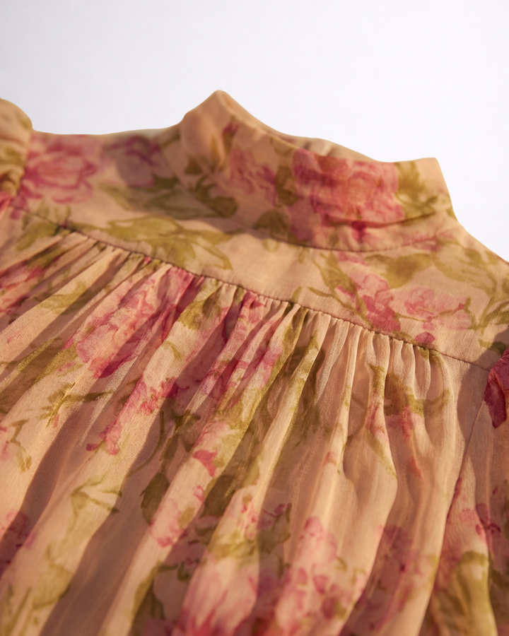 Rosario | Lange Bloemenjurk van Chiffon