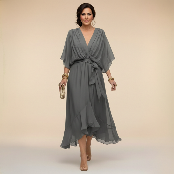 Monica | Chiffon jurk met V-hals
