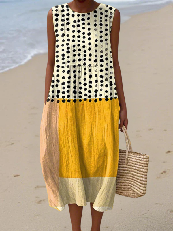 Leah | Polka Colorblock Midi Jurk