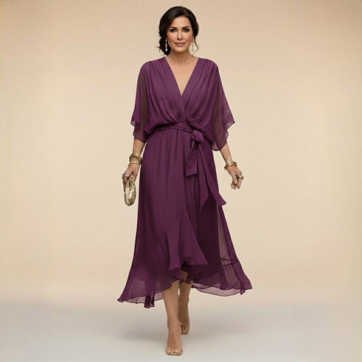 Monica | Chiffon jurk met V-hals