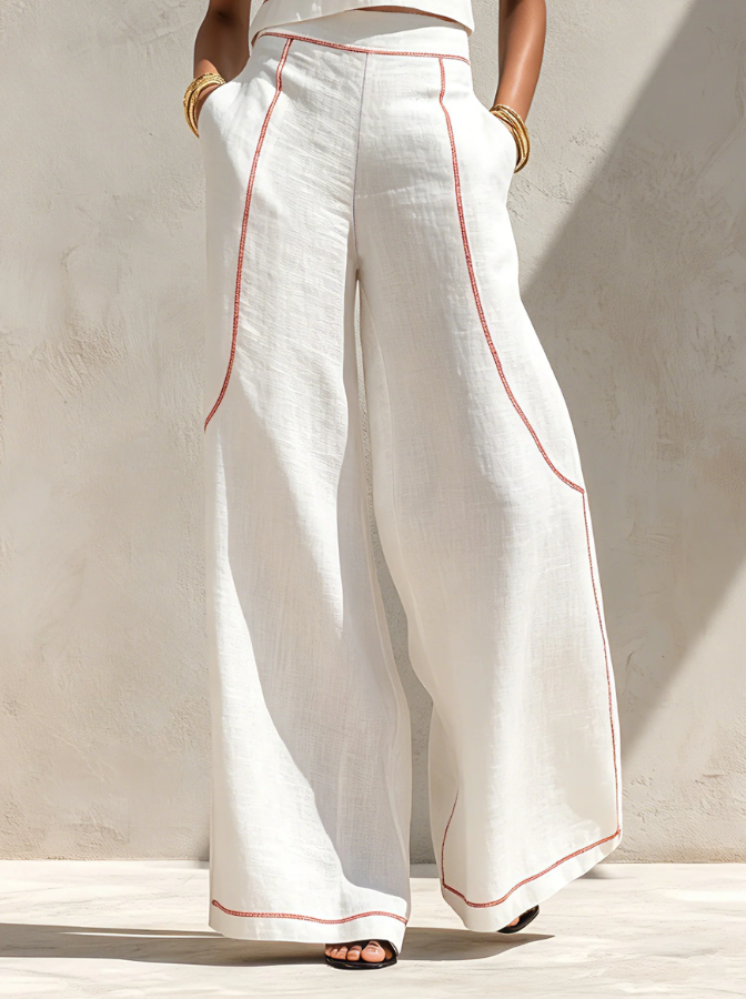 Vittoria | Witte set met mouwloze top en wijde broek
