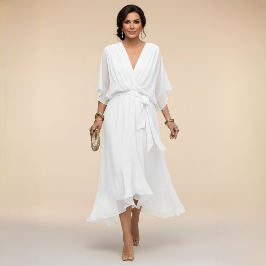 Monica | Chiffon jurk met V-hals