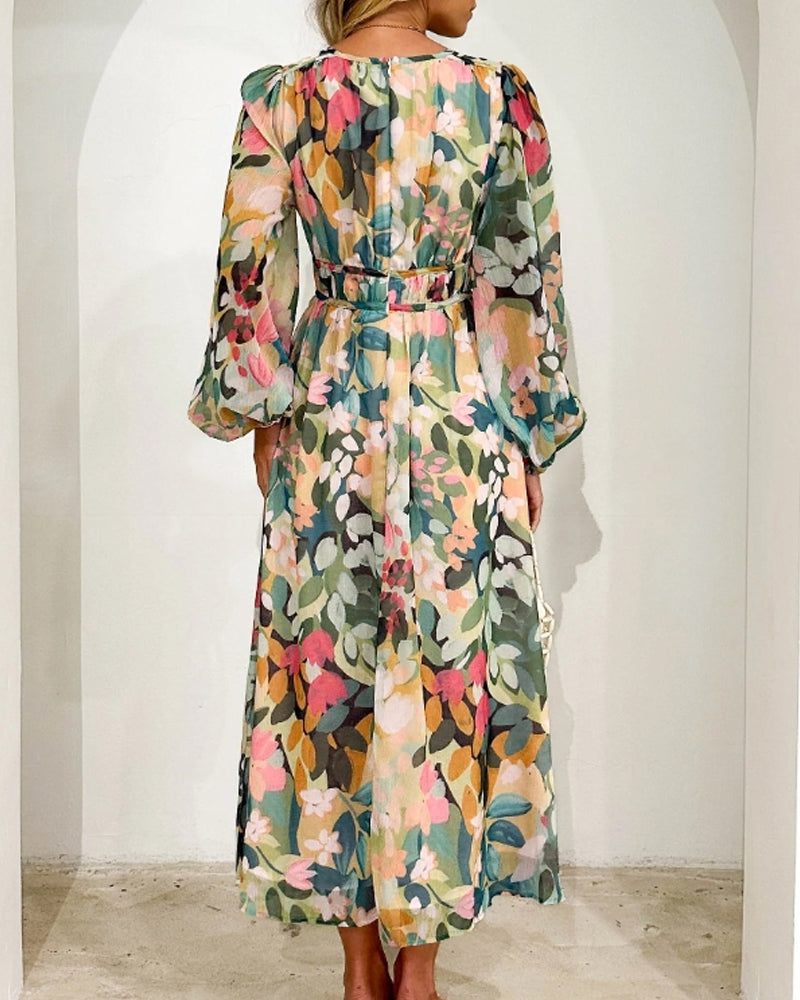 Celine | Vrouwelijke Jurk met Bloemenmotief