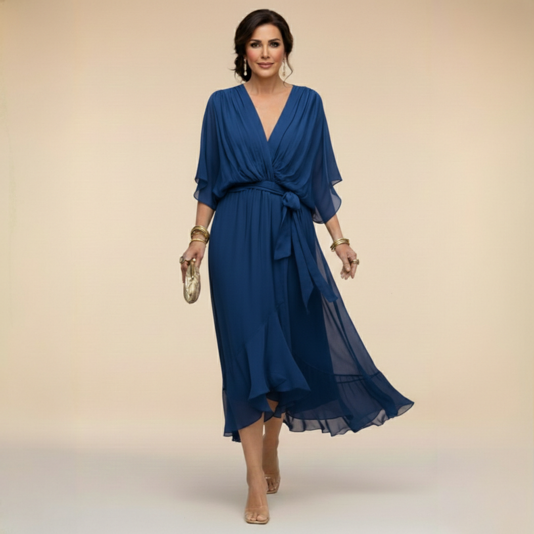 Monica | Chiffon jurk met V-hals