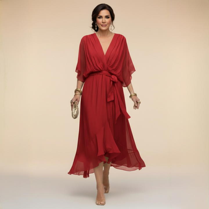 Monica | Chiffon jurk met V-hals