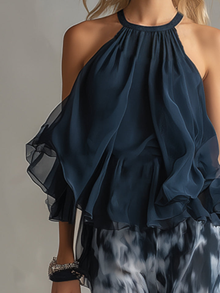 Élise | Elegante en lichte set met vloeiende top en brede broek