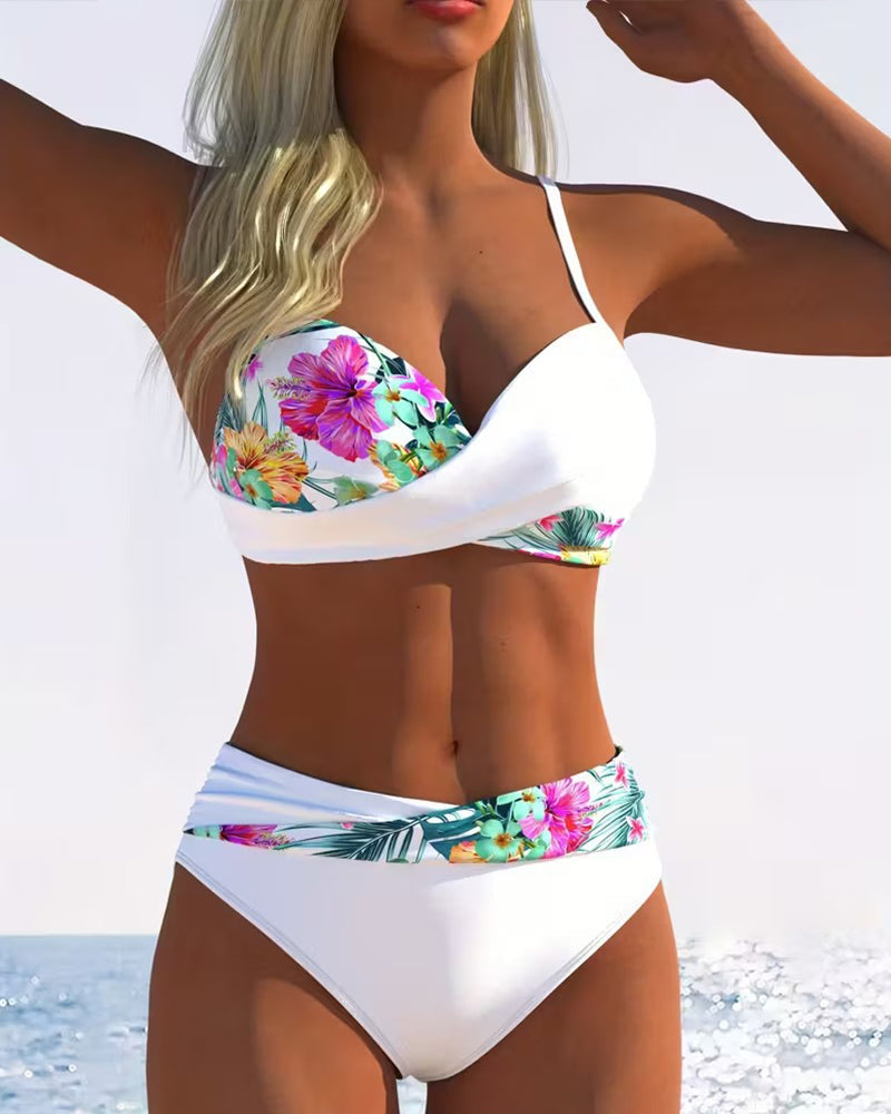 Bikini Bralette Stijl Geprint Contrast