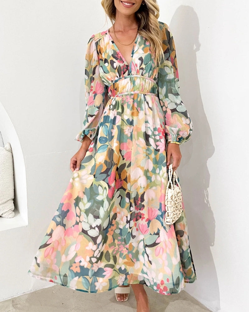Celine | Vrouwelijke Jurk met Bloemenmotief