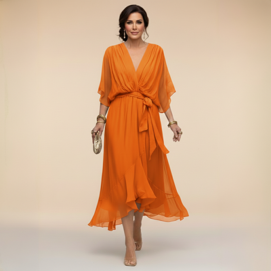 Monica | Chiffon jurk met V-hals