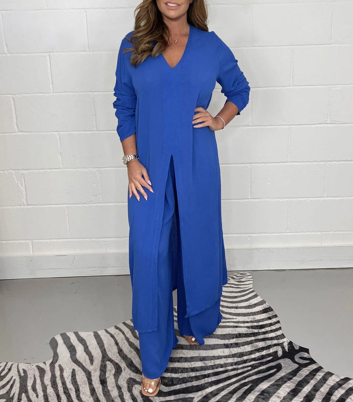 Cherly™ Comfortabele Twee-delige Set | Vloeiende Blouse en Wijde Broek