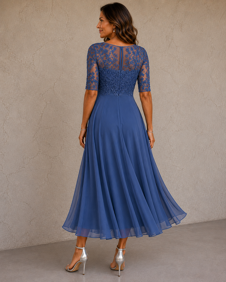 Maria | Elegante Jurk in Kant en Chiffon