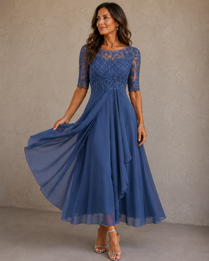 Maria | Elegante Jurk in Kant en Chiffon