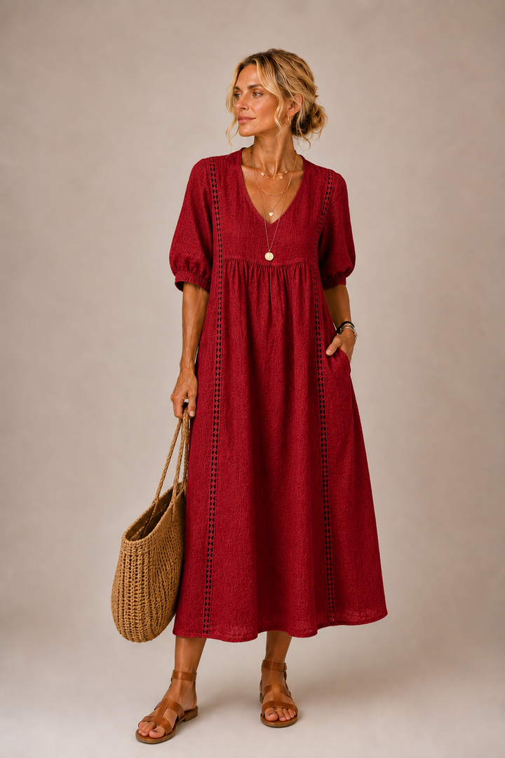 Flore | Elegante midi zomerjurk