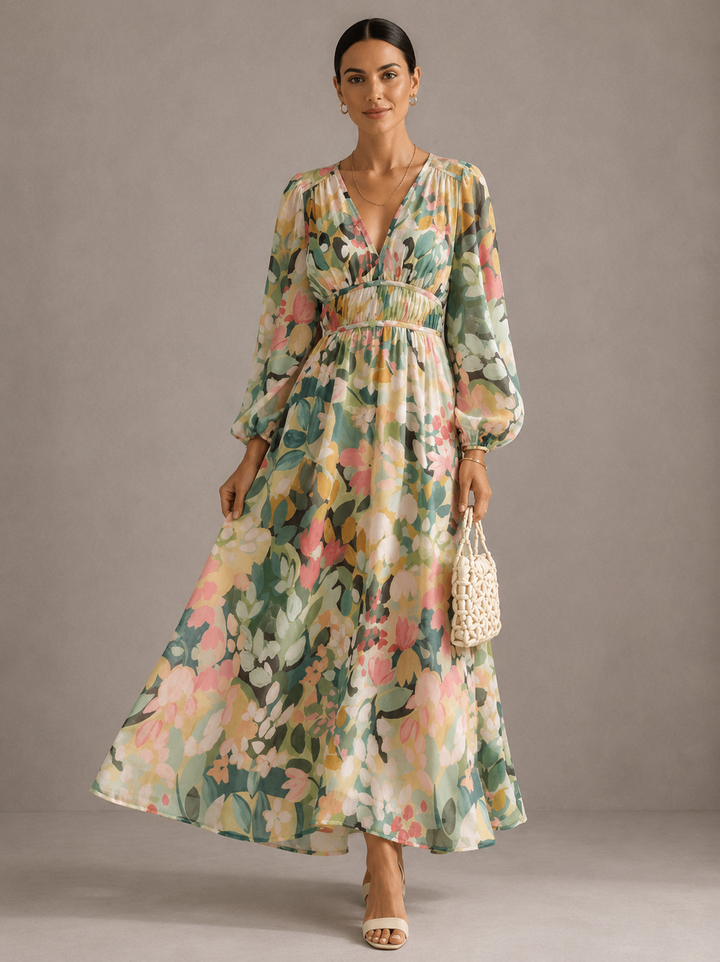 Celine | Vrouwelijke Jurk met Bloemenmotief