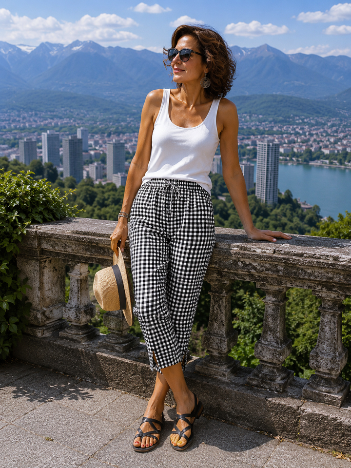 Jessy | Ontspannen Zomer Ruit Capri Broek