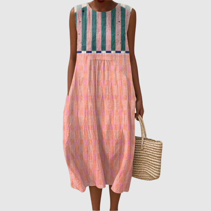 Lily | Gestreepte Pastel Midi Jurk
