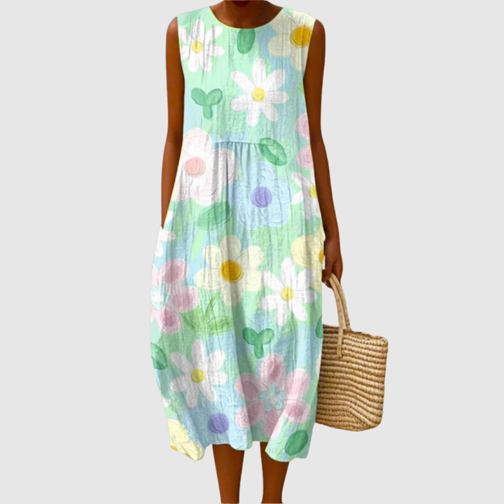 Erin | Pastel Bloesem Midi Jurk