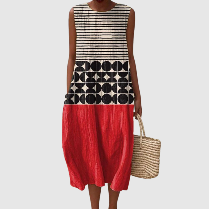 Jane | Kleurblok Midi Jurk