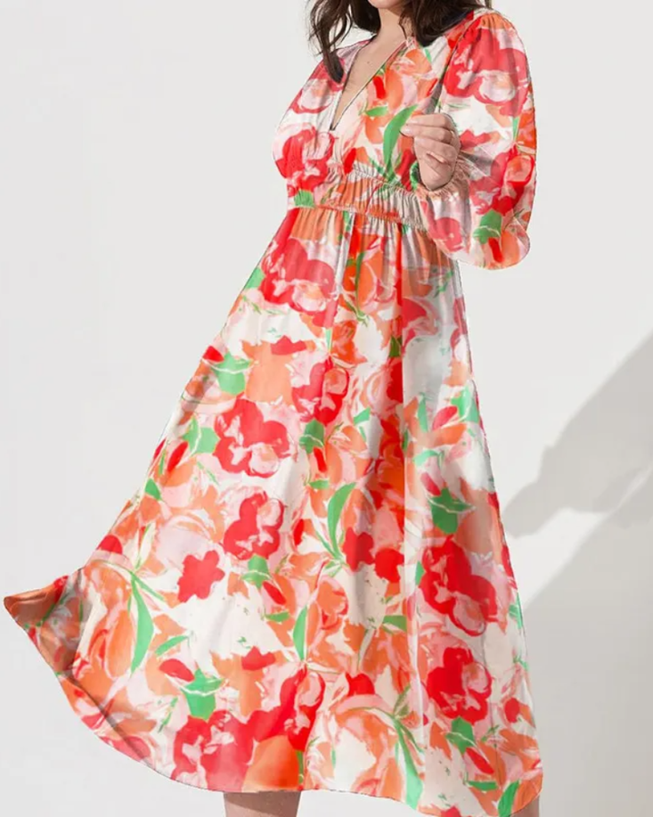 Celine | Vrouwelijke Jurk met Bloemenmotief