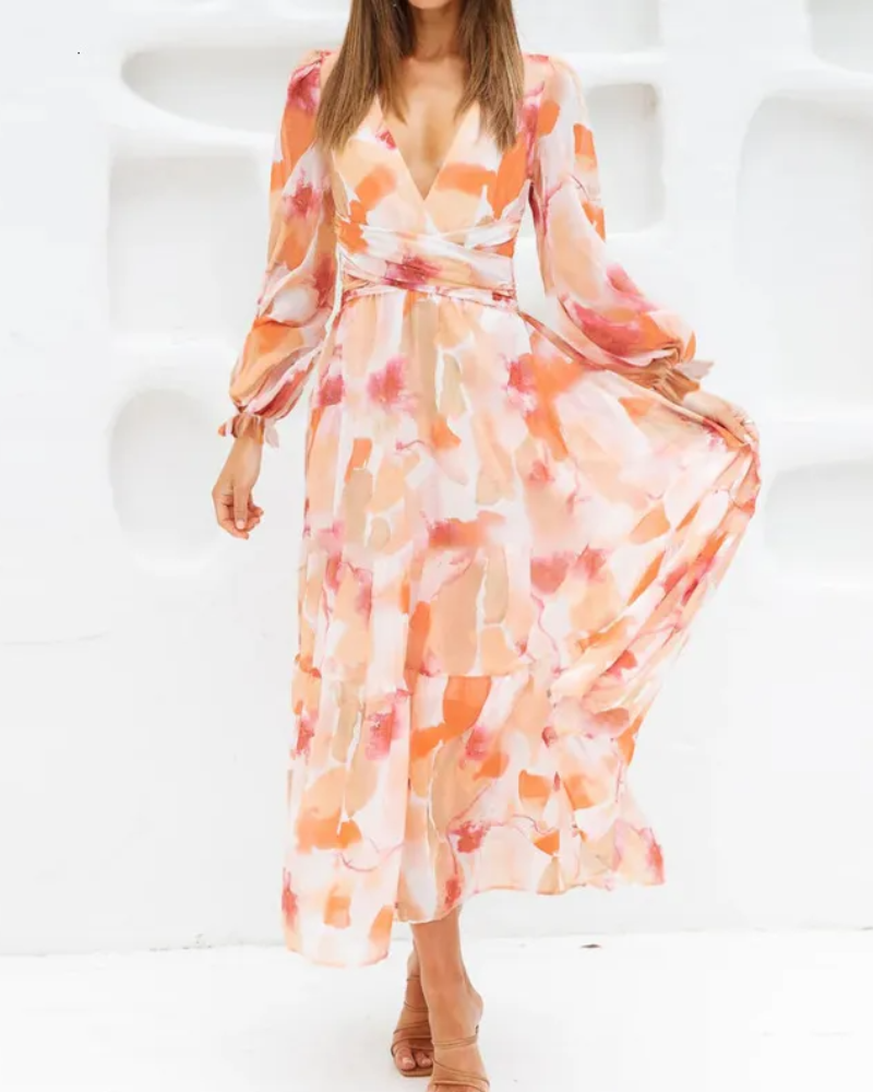 Celine | Vrouwelijke Jurk met Bloemenmotief