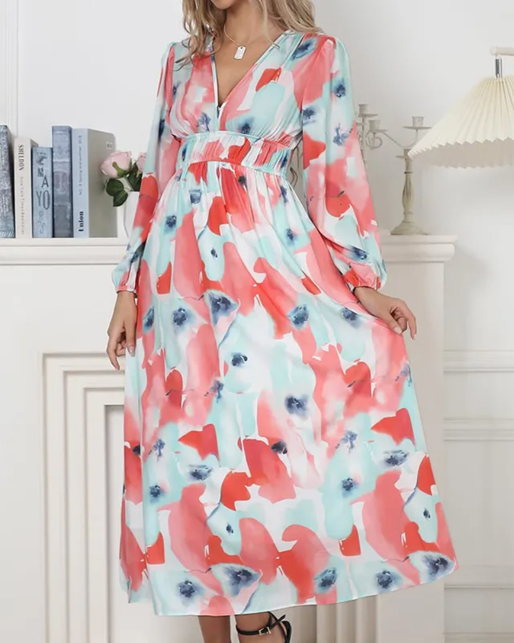 Celine | Vrouwelijke Jurk met Bloemenmotief