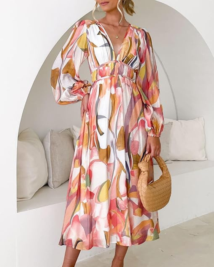 Celine | Vrouwelijke Jurk met Bloemenmotief