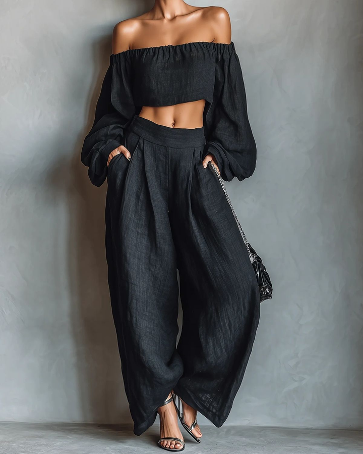 Tess™ || Off-Shoulder Set met Ruime Broek