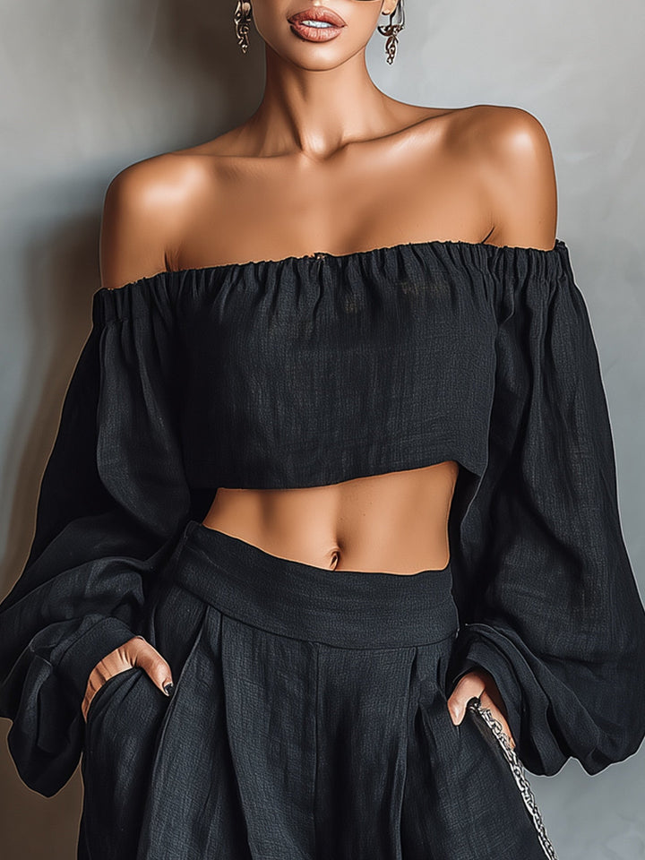 Tess™ || Off-Shoulder Set met Ruime Broek