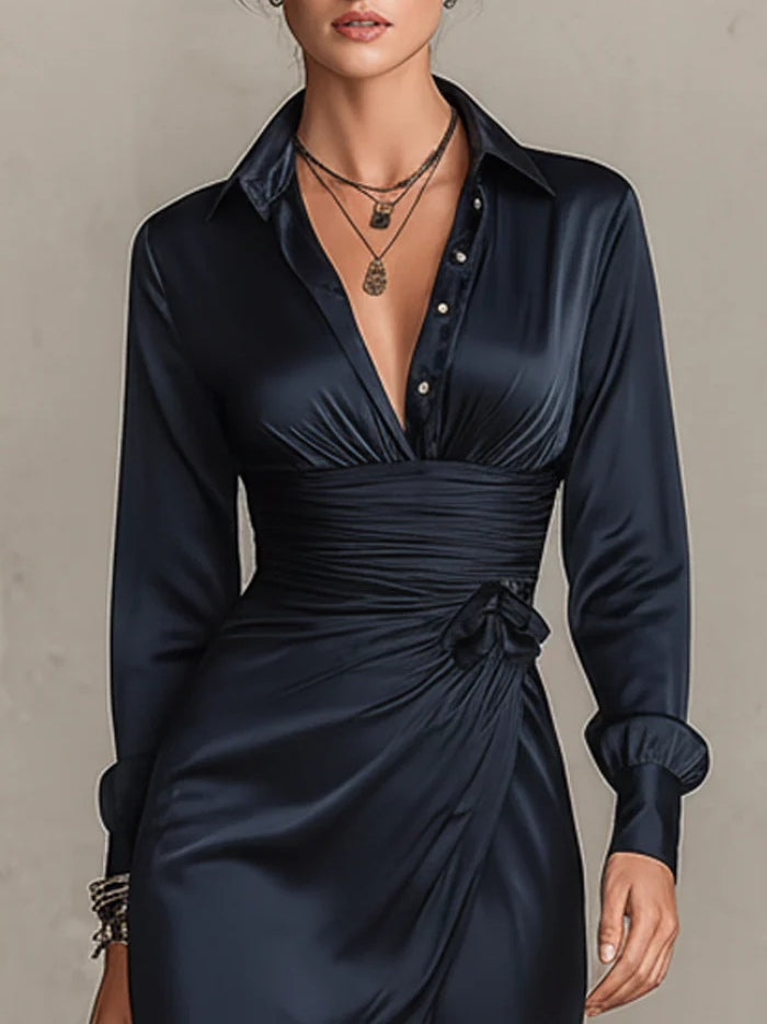 Marielle™ | Satiny Mini Dress with Bow Detail