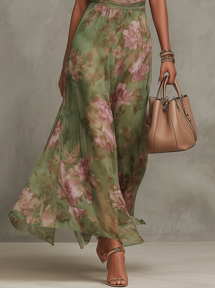 Livia | Maxikleed Halter Bloemmotief