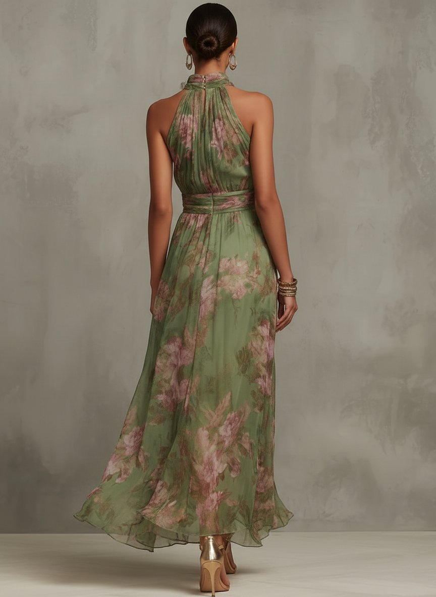 Livia | Maxikleed Halter Bloemmotief