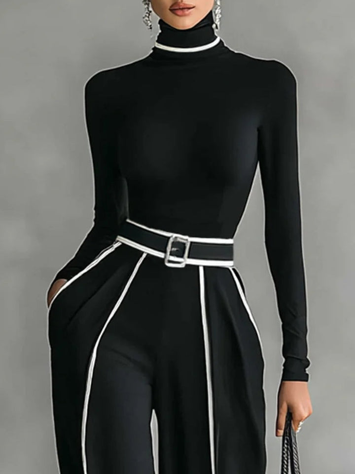 Emma™ | Elegante tweedelige set met hoge kraag en wijde broek