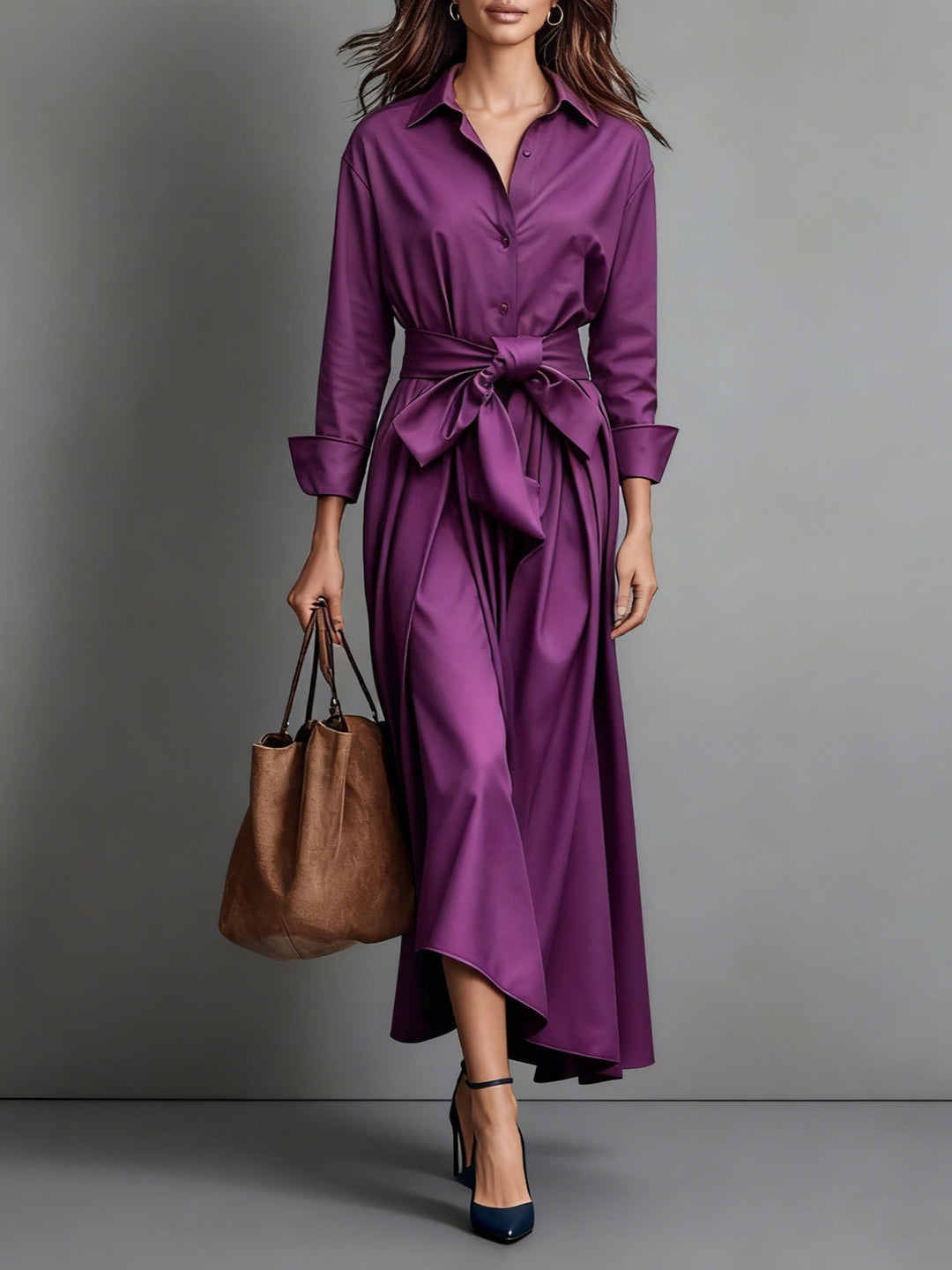 Marise™ | Stijlvolle Maxi Jurk met Strikaccent