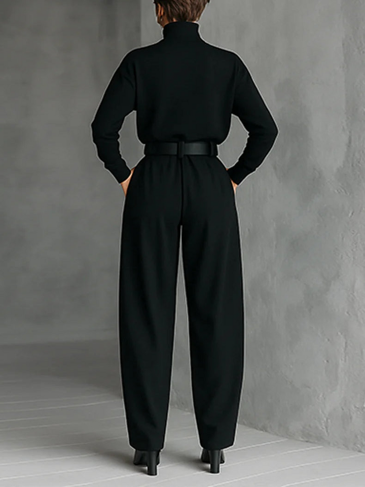 Jessica™ Elegante Top &amp; Rechte Broek Set | Aansluitende Coltrui en Op Maat Gemaakte Broek