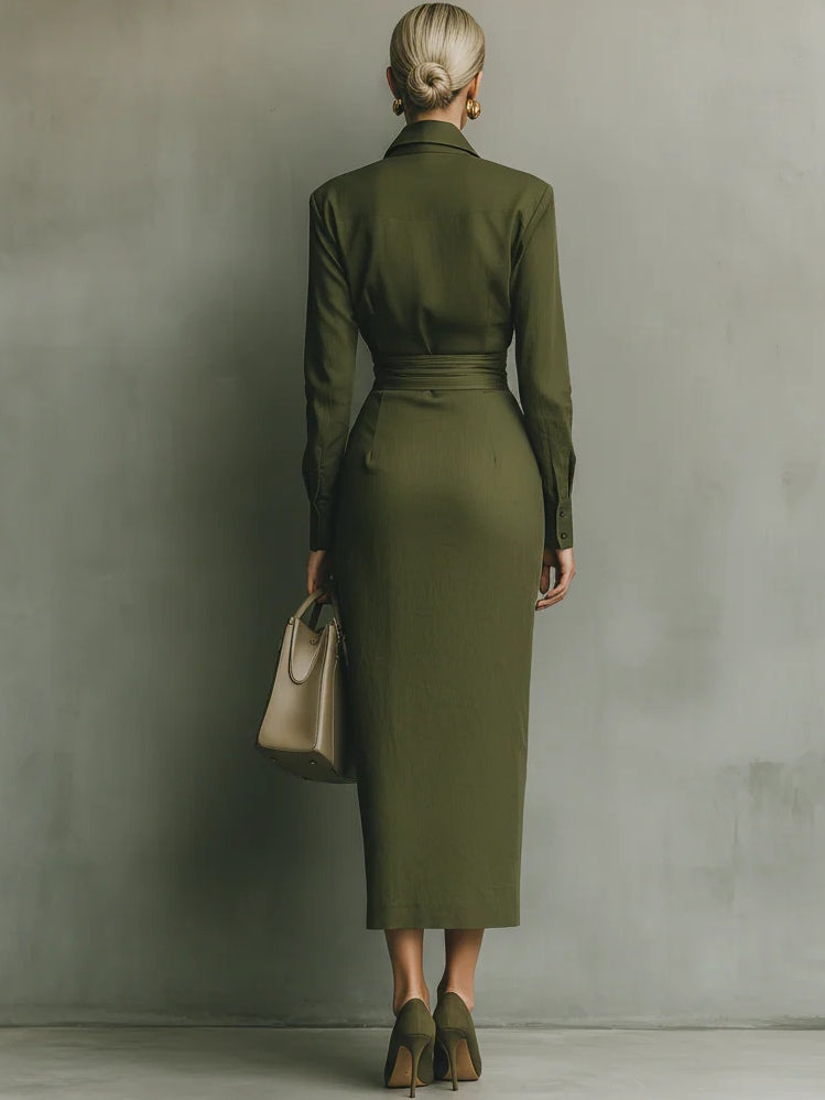 Noëlle™ | Maxi Dress in Olive Green