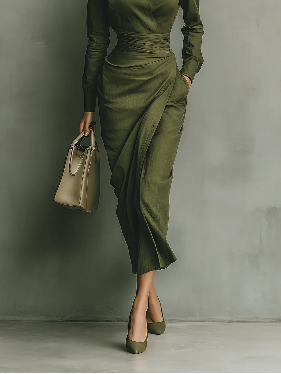 Noëlle™ | Maxi Dress in Olive Green